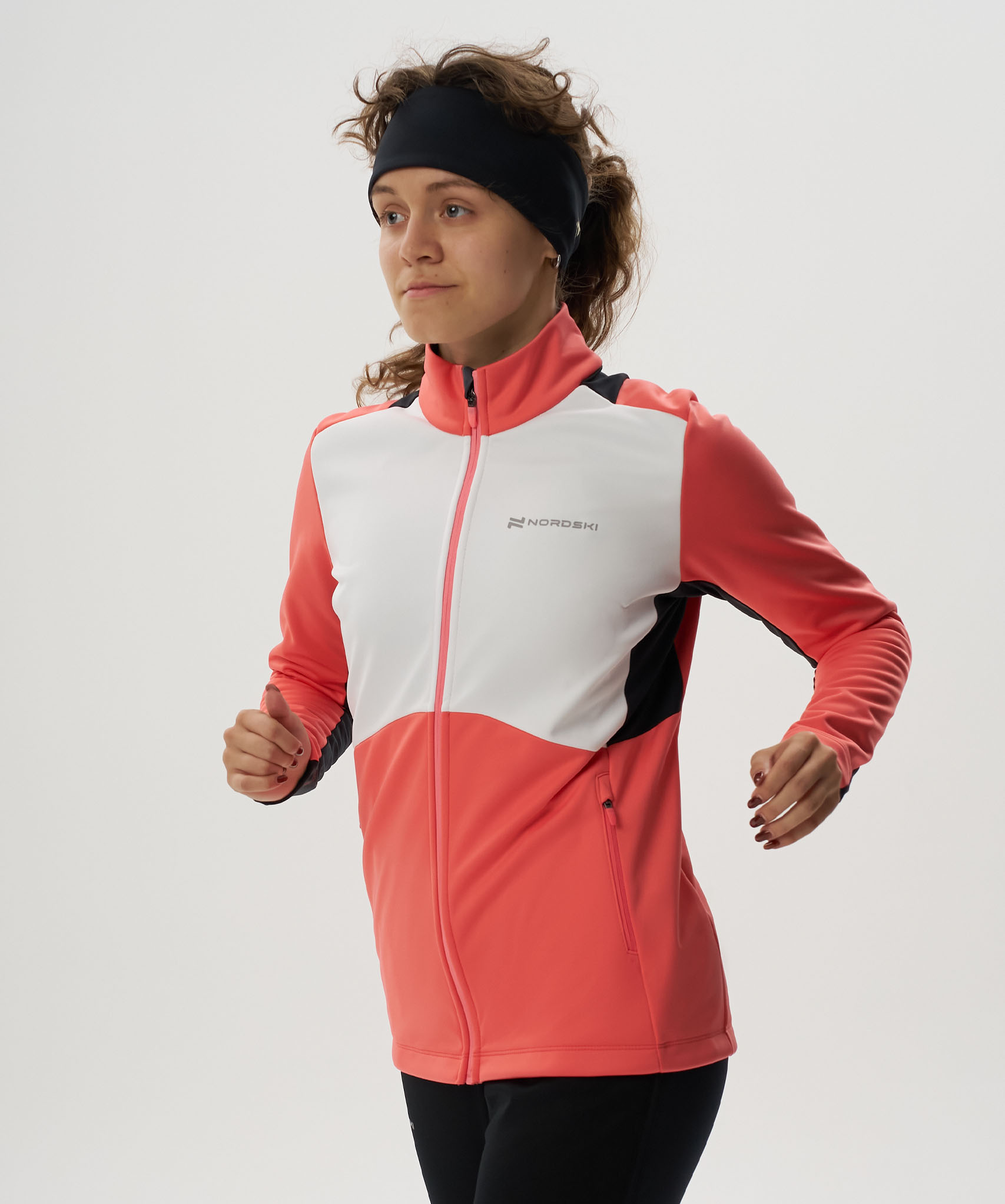 Тренировочная куртка Nordski Advance White/Coral/Black W