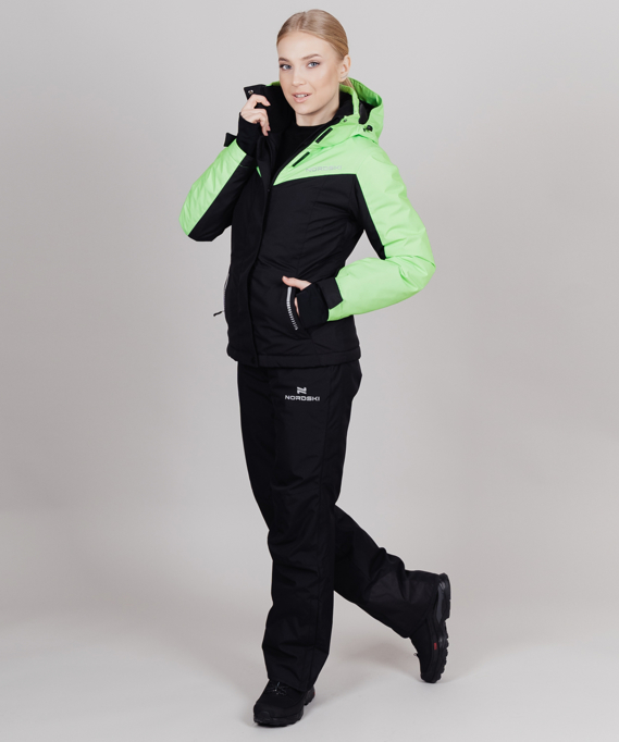 Горнолыжная куртка Nordski Extreme Black/Lime W купить в интернет-магазинеNordski