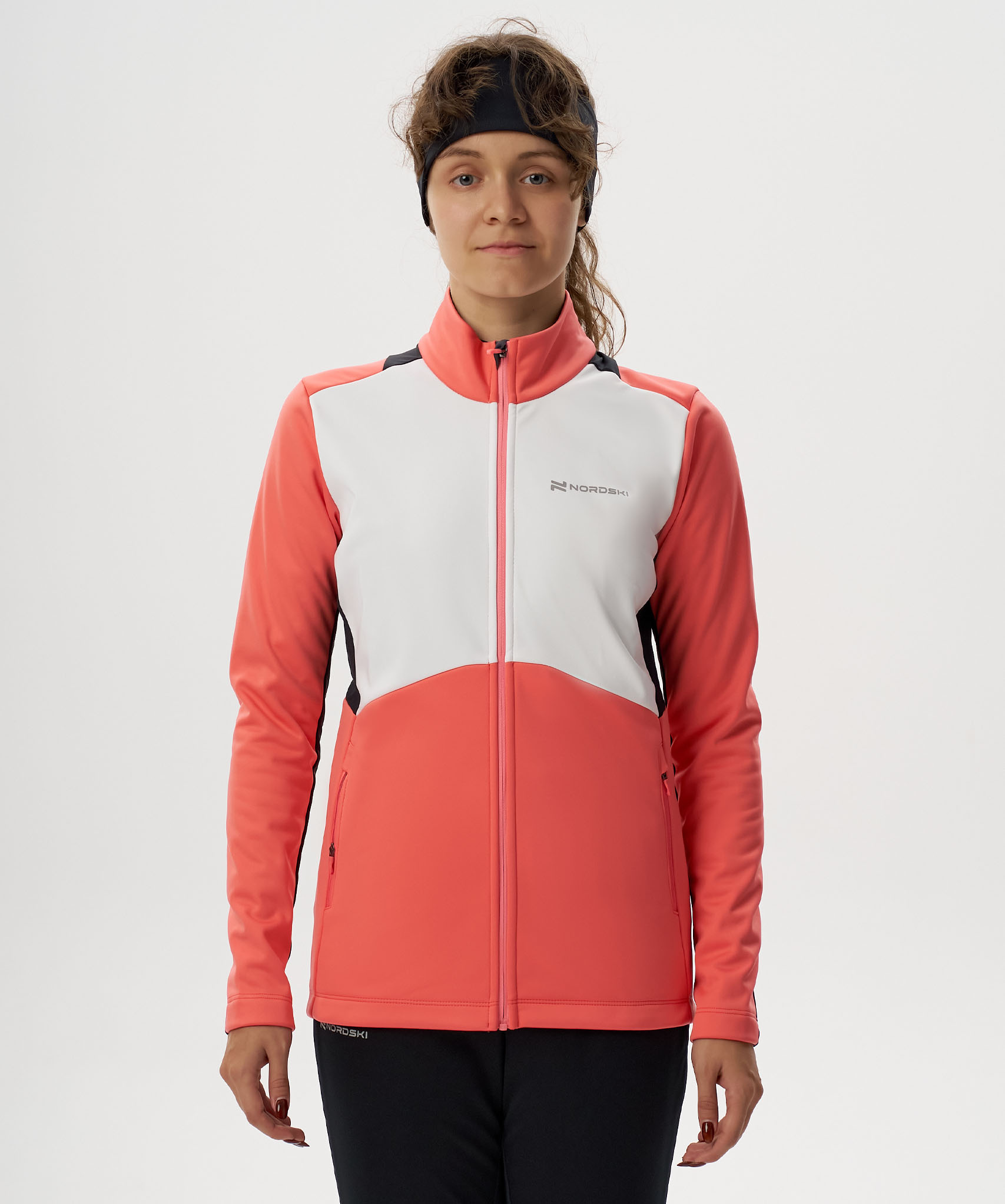 Тренировочная куртка Nordski Advance White/Coral/Black W