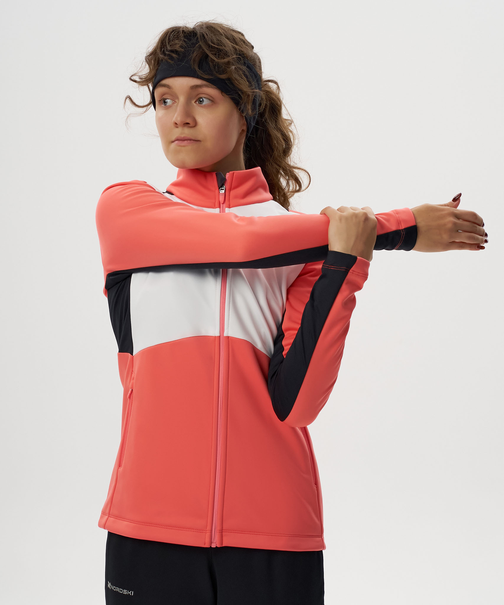 Тренировочная куртка Nordski Advance White/Coral/Black W